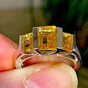 Elegant Yellow Gemstone Ring stamped 925 size 7